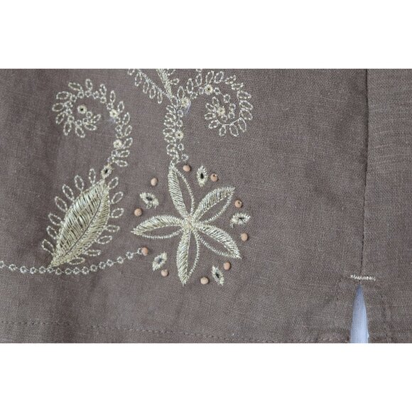 Vintage 90s Brown‎ Embroidered Blouse - Picture 9 of 10